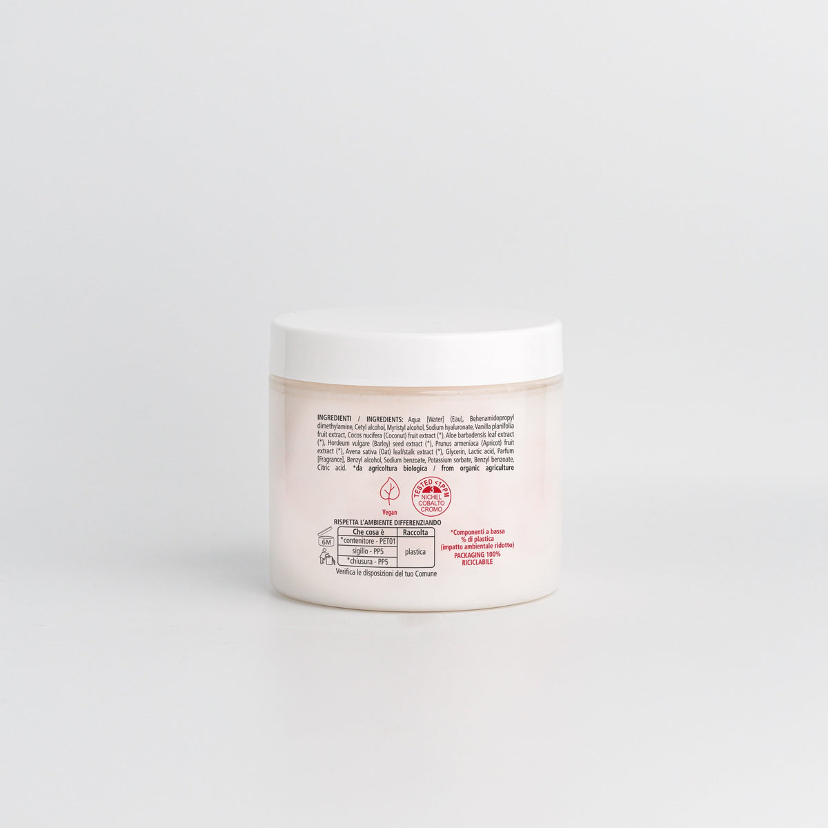 Back of the Essere Bio Hyaluronic Acid Hair Mask 200 ml with INCI and natural origin ingredients, Be Hair Mazing