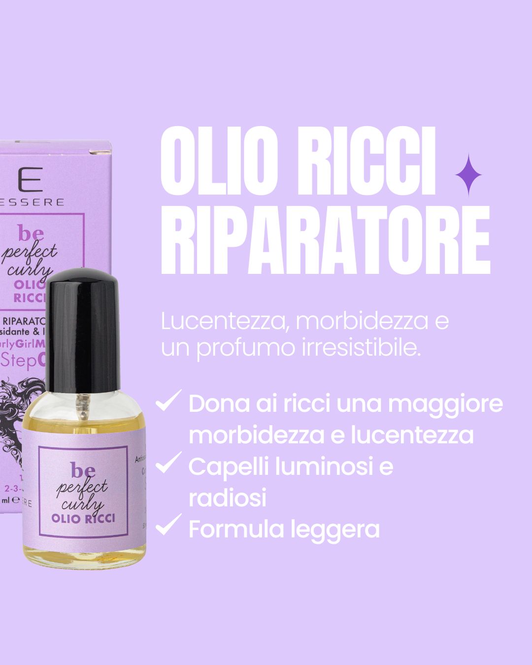 Benefits of Essere Bio Curly Hair Oil: softness, shine and a lightweight formula for curly hair