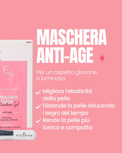 Scheda benefici di Amazing Mask Essere Bio: maschera gel anti-age che leviga e rende la pelle compatta