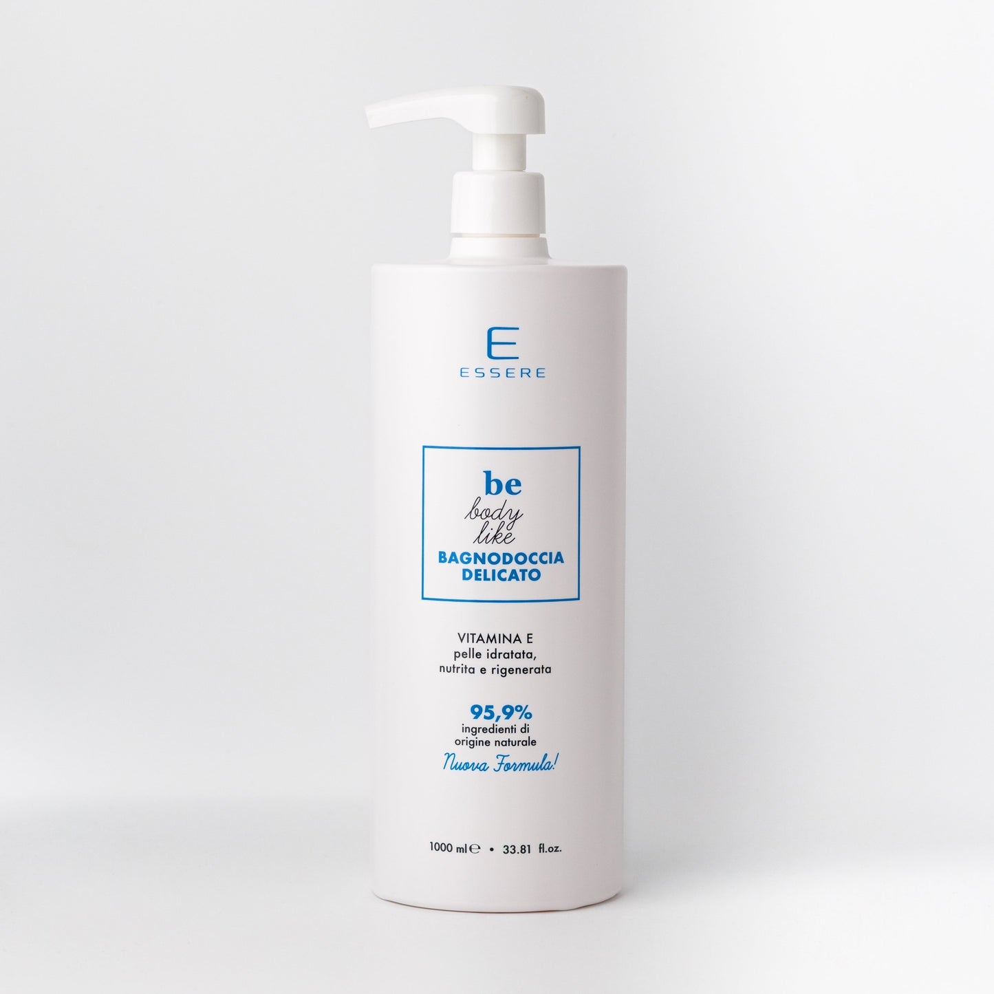 Essere Bio Bagnodoccia Delicato Vitamina E Be Body Like 1000 ml, flacone con 95,9% di ingredienti di origine naturale