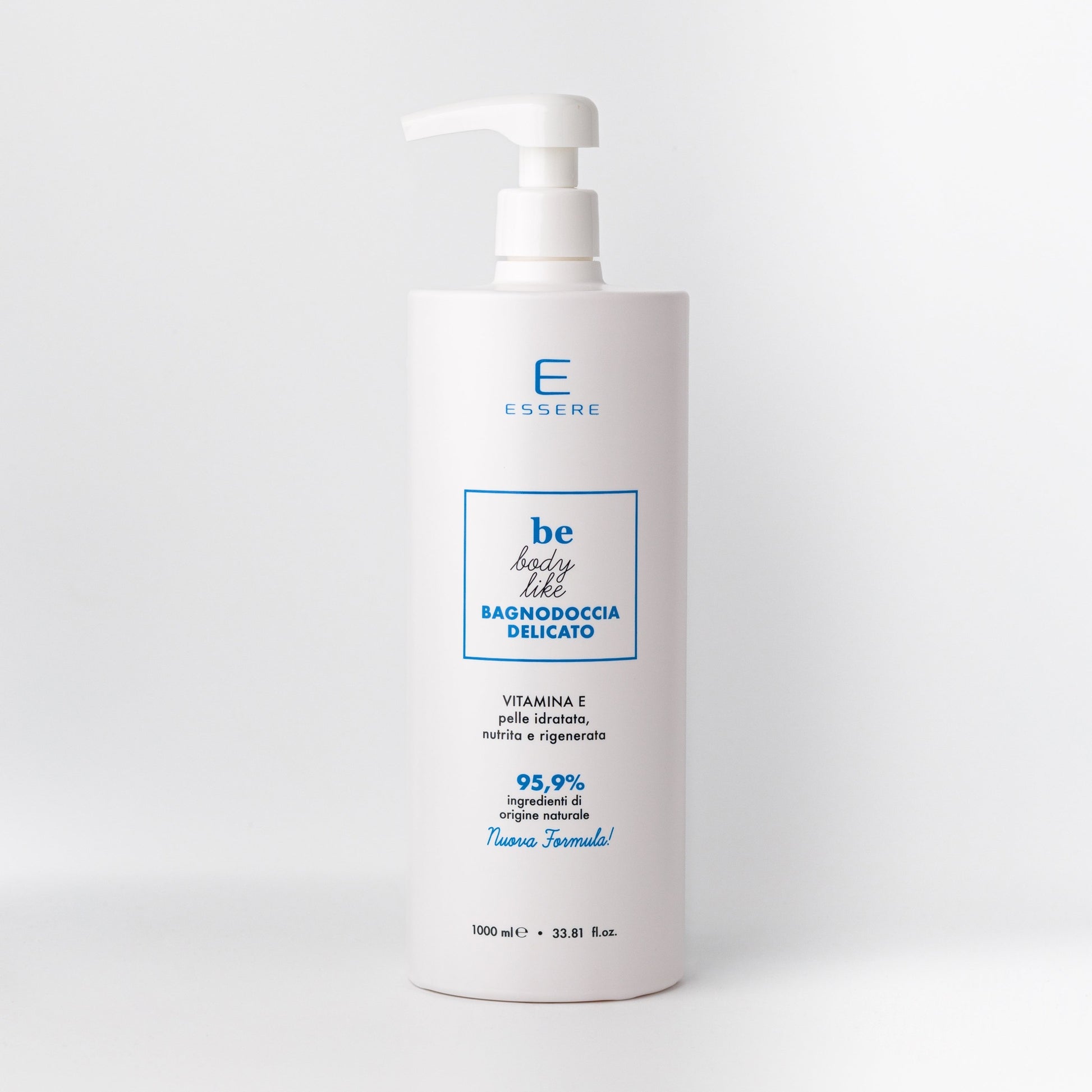 Essere Bio Bagnodoccia Delicato Vitamina E Be Body Like 1000 ml, flacone con 95,9% di ingredienti di origine naturale