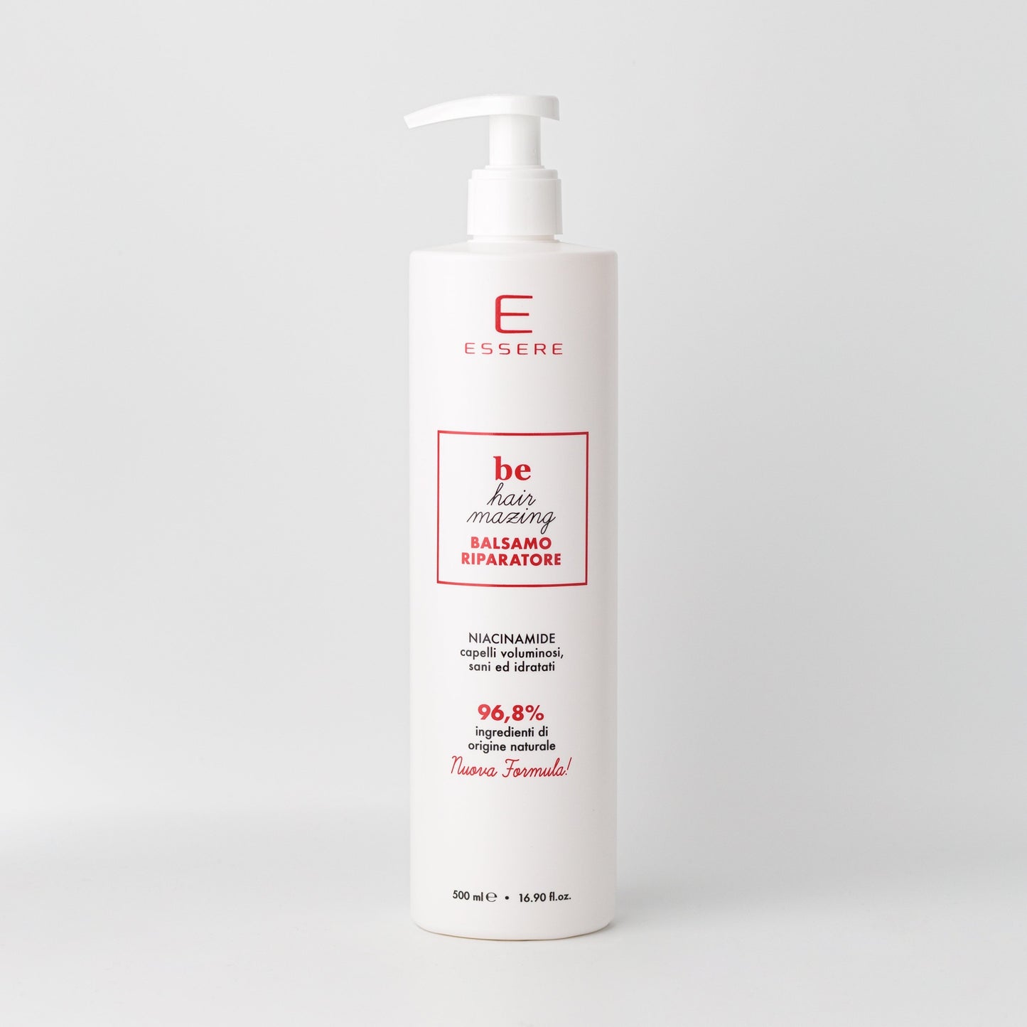Essere Bio Balsamo Riparatore Niacinamide 500 ml, flacone Be Hair Mazing con 96,8% di ingredienti di origine naturale