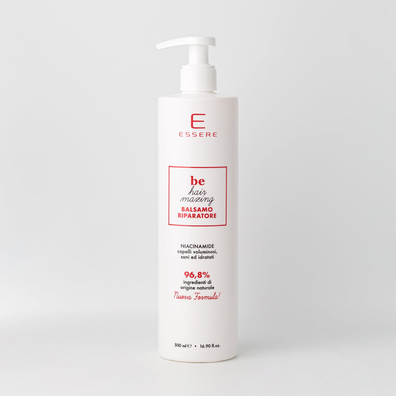 Essere Bio Balsamo Riparatore Niacinamide 500 ml, flacone Be Hair Mazing con 96,8% di ingredienti di origine naturale