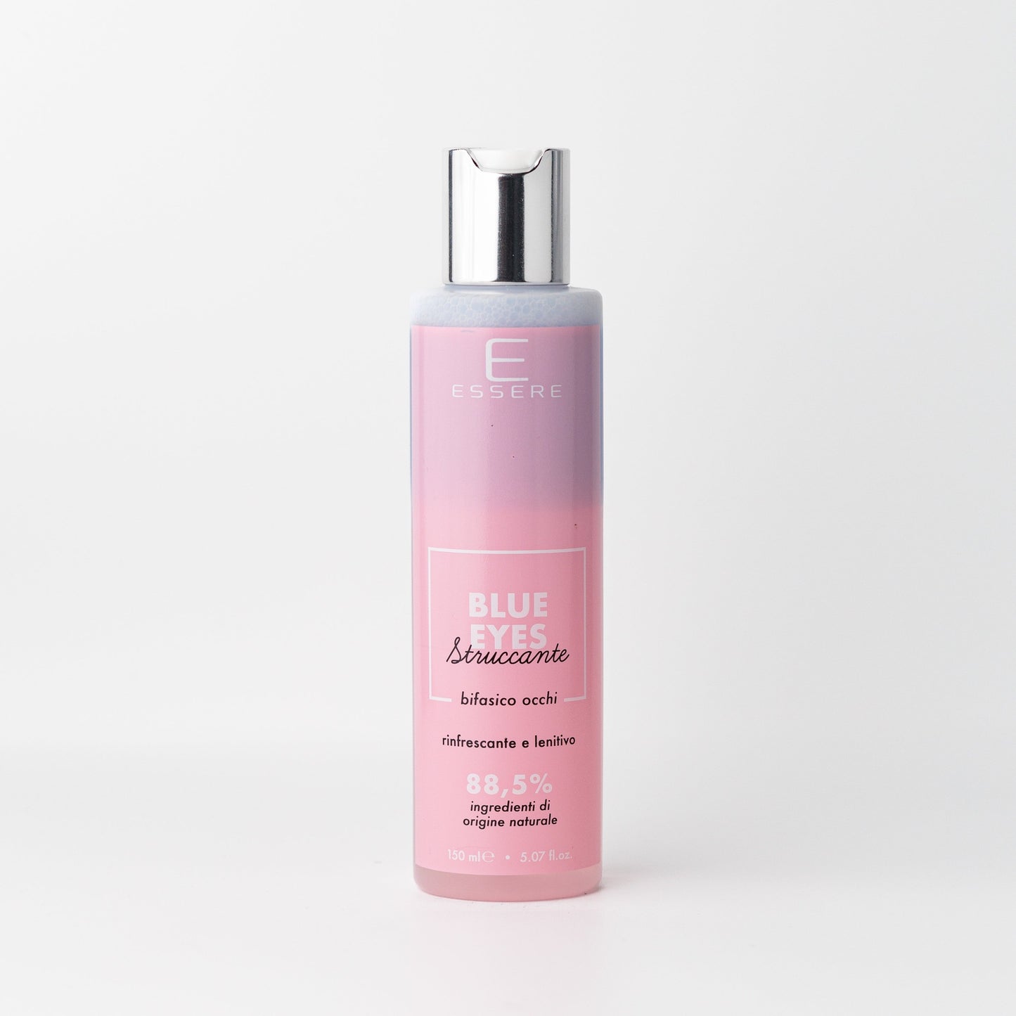 Essere Bio Blue Eyes struccante occhi bifasico Be Beauty 150 ml, flacone rosa, vista frontale