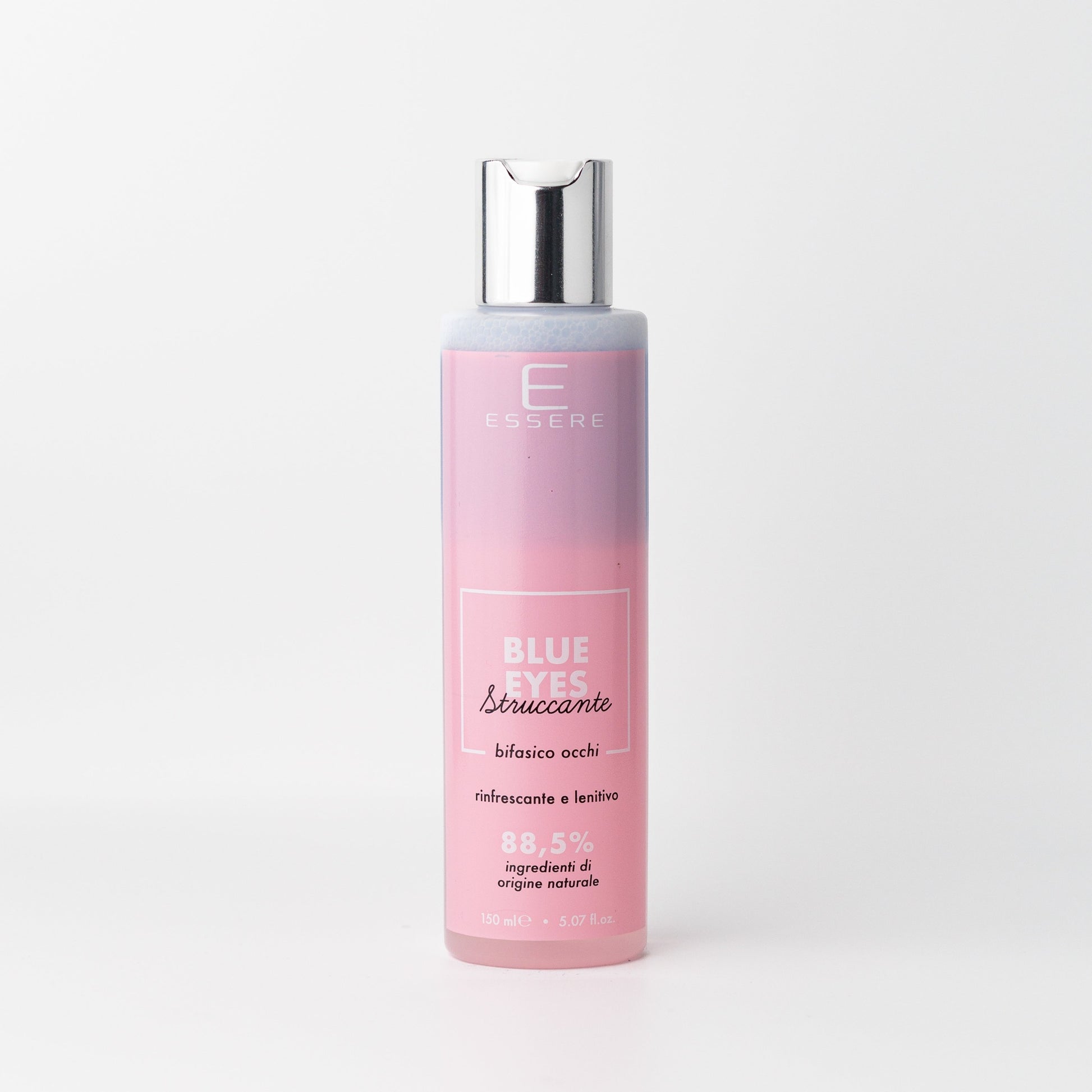 Essere Bio Blue Eyes struccante occhi bifasico Be Beauty 150 ml, flacone rosa, vista frontale