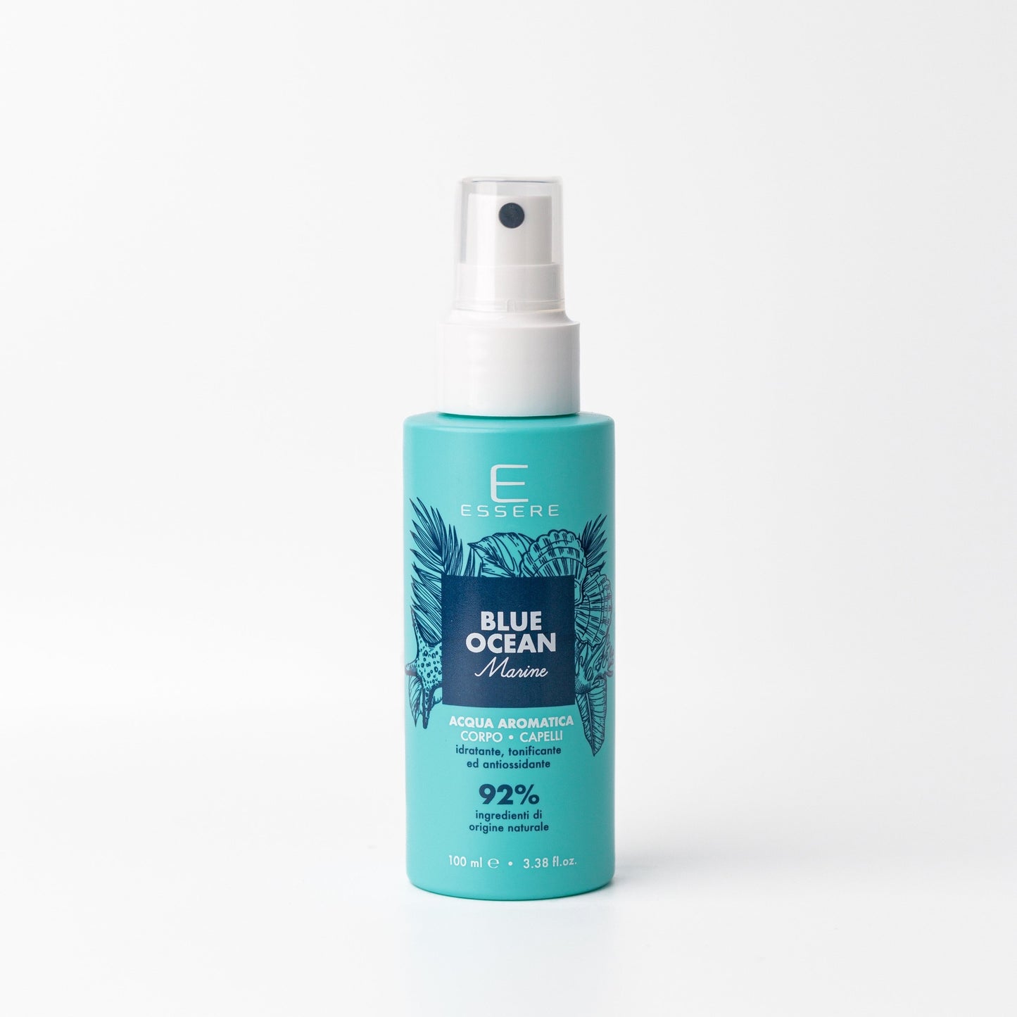 Essere Bio Blue Ocean Marine acqua aromatizzata corpo e capelli 100 ml, flacone spray Be Sunny, vista frontale