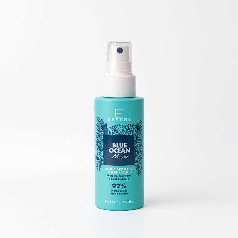 Essere Bio Blue Ocean Marine scented body and hair mist 100 ml, Be Sunny spray bottle, front view