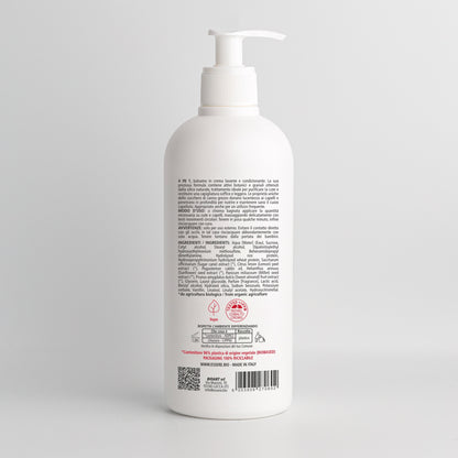Retro del Co-Wash Zucchero di Canna Essere Bio 500 ml con INCI e ingredienti di origine naturale, linea Be Hair Mazing