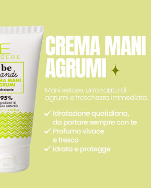Citrus Hand Cream benefits by Essere Bio: daily hydration, a bright, fresh scent, silky and protected hands
