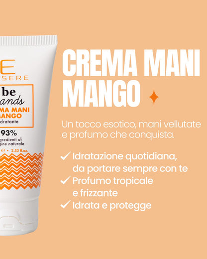 Benefici della Crema Mani Mango Essere Bio: idratazione quotidiana con profumo tropicale e frizzante, mani vellutate