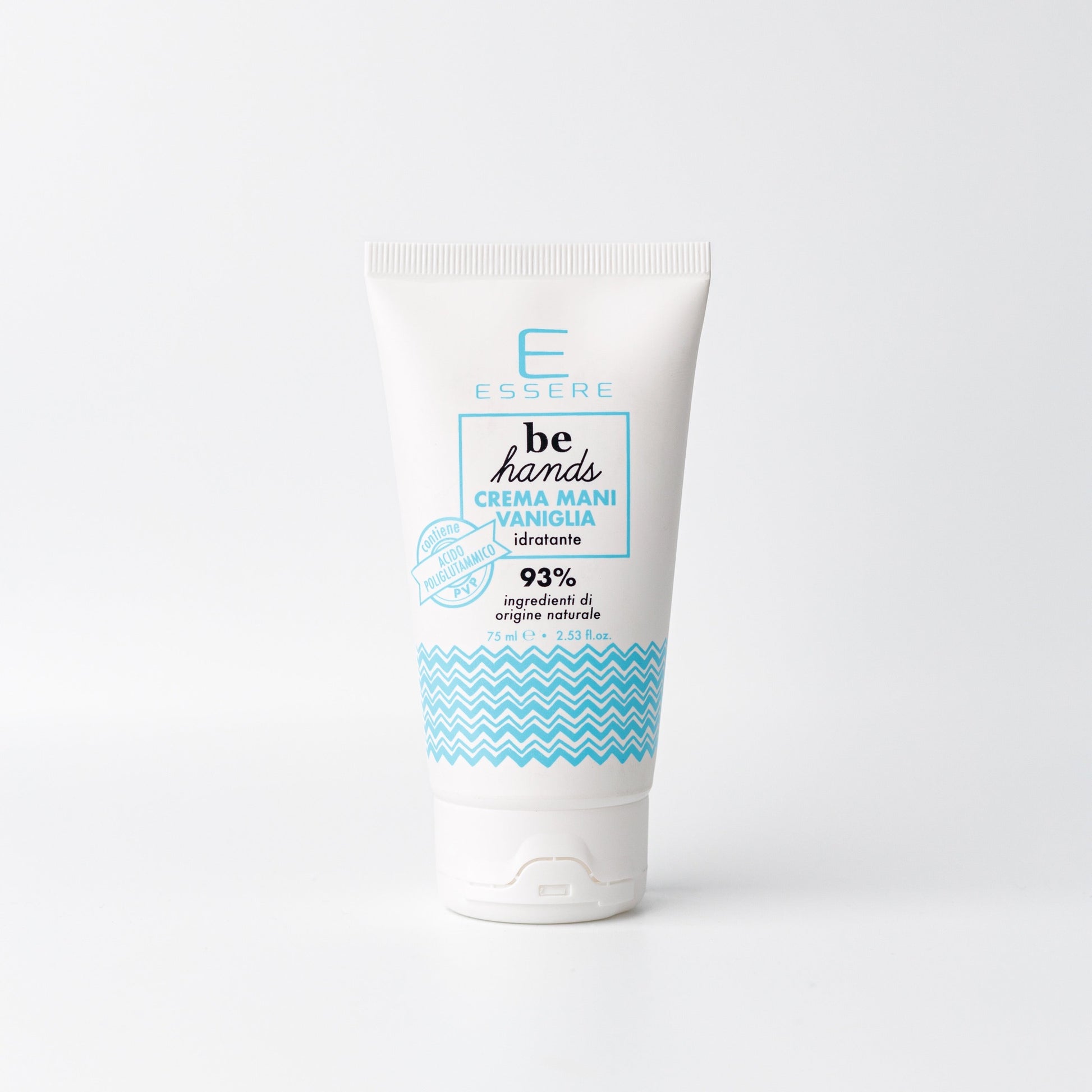 Essere Bio Crema Mani Vaniglia 75 ml, tubo idratante Be Hands con 93% di ingredienti di origine naturale, fronte
