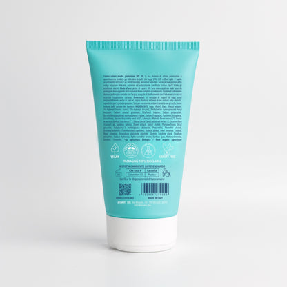 Retro della Crema Solare SPF 30 Essere Bio 150 ml con INCI, protezione UVA UVB e formula water resistant