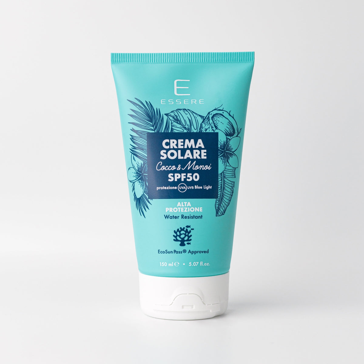 Essere Bio Sunscreen Cream SPF 50 Coconut and Monoi 150 ml, high protection, EcoSun Pass®, Be Sunny tube, front view