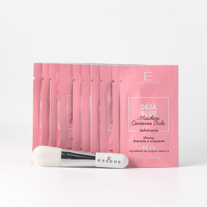 Bustine monodose della maschera contorno occhi Deja Blue Essere Bio 50 ml con pennello applicatore