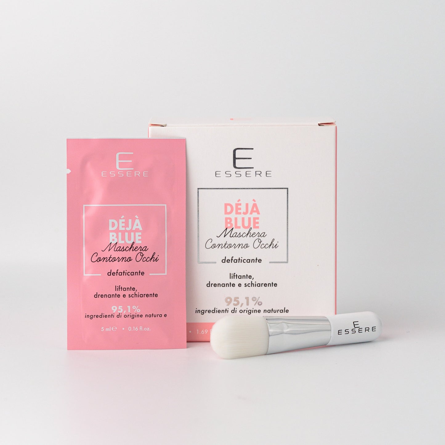 Essere Bio Deja Blue maschera contorno occhi Be Beauty 50 ml, bustine, astuccio e pennello, fronte
