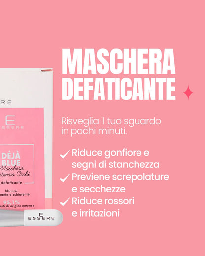Scheda benefici di Deja Blue Essere Bio: maschera occhi defaticante che riduce borse, occhiaie e rossori