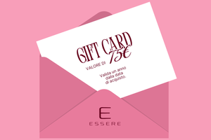 Essere Bio 75€ Gift Card in an envelope with the Essere logo, valid for one year from purchase