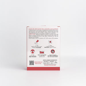 Back of the Essere Bio Be Hands Cotton Gloves pack with instructions for the hand mask