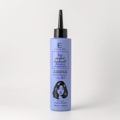 Essere Bio Impacco Ricrescita 200 ml, gel stimolante cute Be Perfect Regrowth per capelli fragili e diradati, fronte
