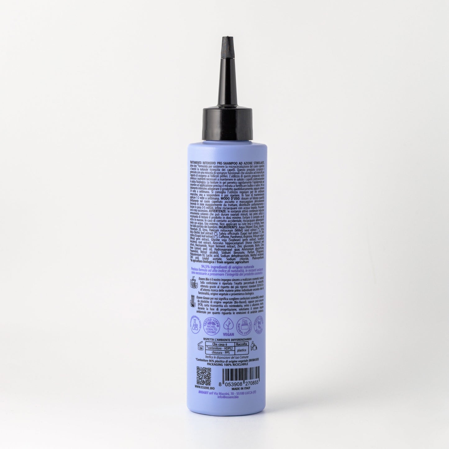 Retro dell'Impacco Ricrescita Essere Bio 200 ml con INCI e ingredienti di origine naturale, linea Be Perfect Regrowth