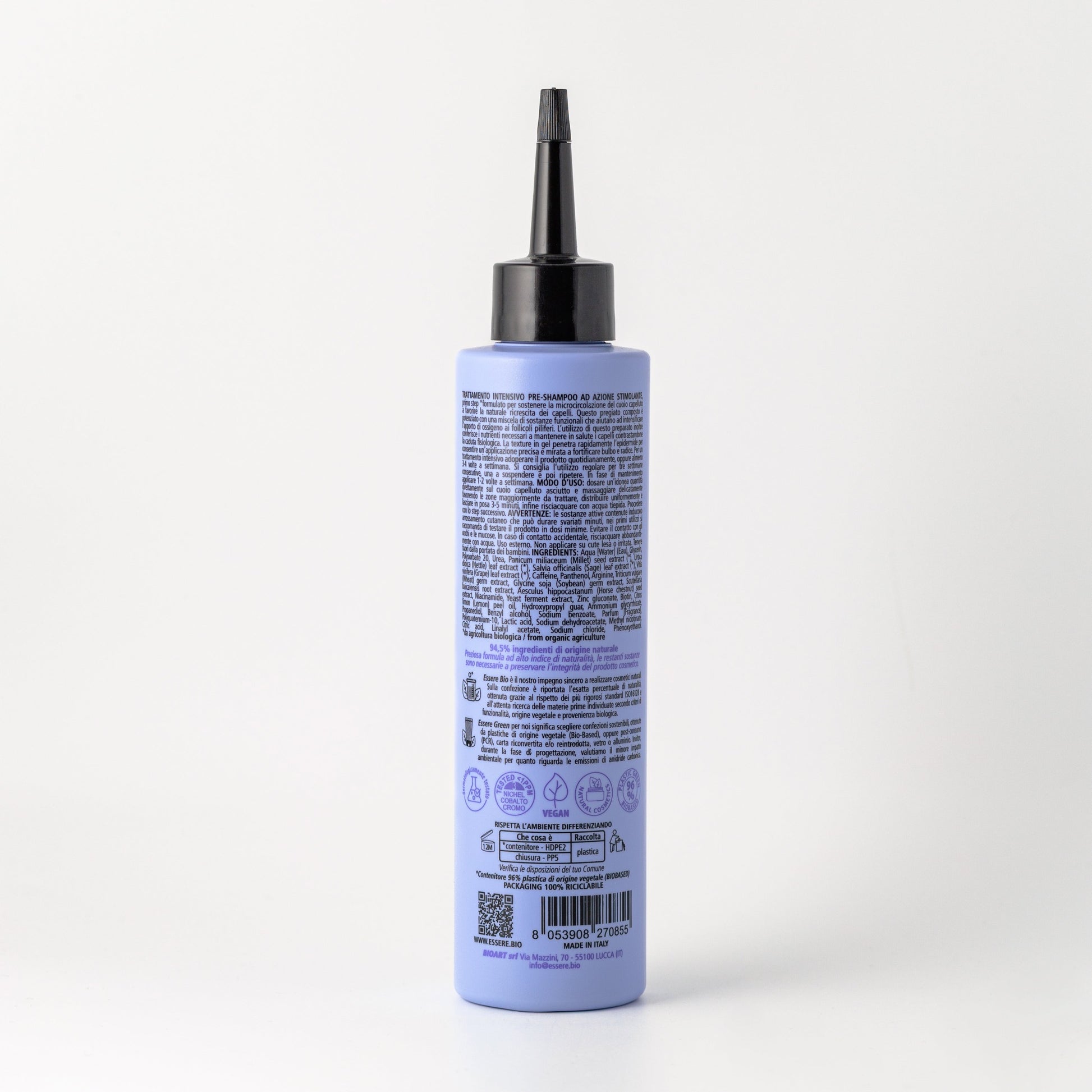 Retro dell'Impacco Ricrescita Essere Bio 200 ml con INCI e ingredienti di origine naturale, linea Be Perfect Regrowth