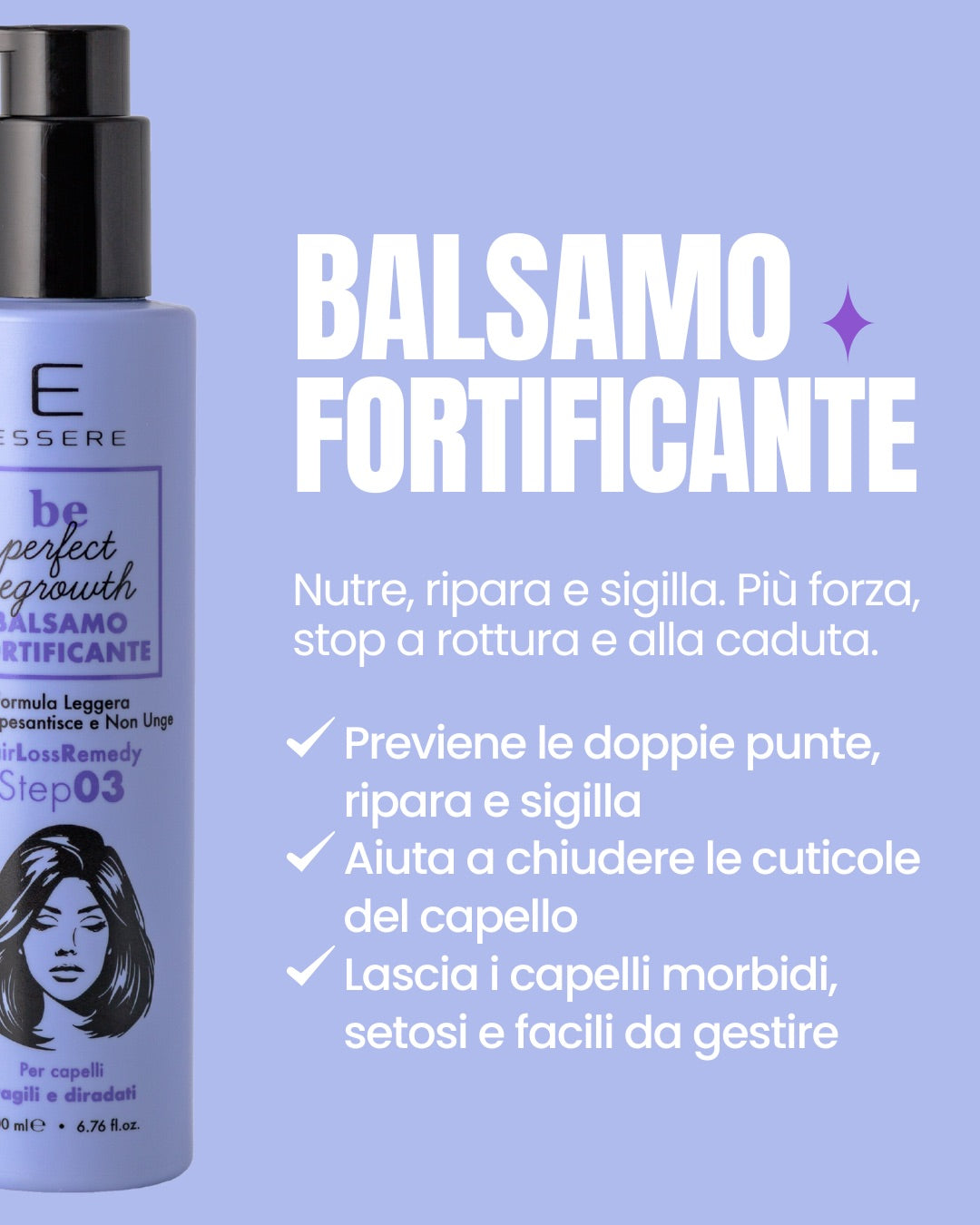 Step 3 del Kit Be Perfect Regrowth Essere Bio: Balsamo Fortificante che nutre, ripara e sigilla le cuticole