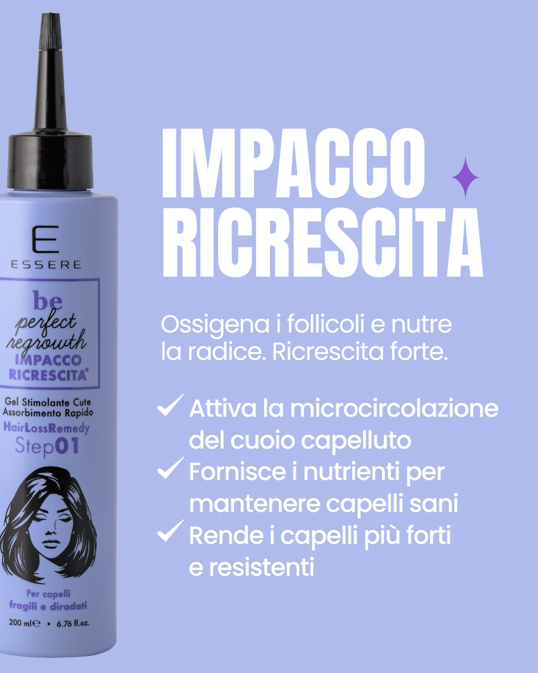 Step 1 del Kit Be Perfect Regrowth Essere Bio: Impacco Ricrescita che ossigena i follicoli e nutre la radice