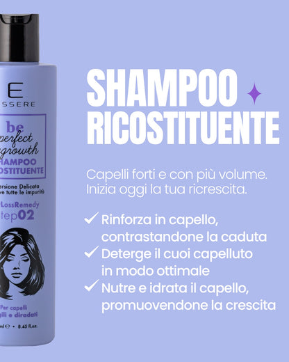 Step 2 del Kit Be Perfect Regrowth Essere Bio: Shampoo Ricostituente che rinforza il capello e contrasta la caduta