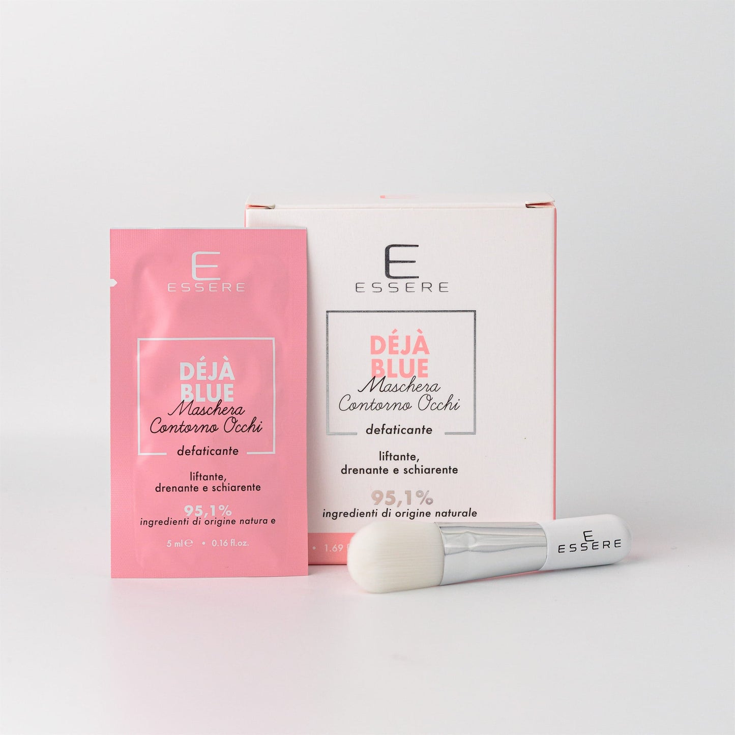 Kit Eyes Recovery Essere Bio: Déjà Blue Maschera Contorno Occhi defaticante con pennello, 95,1% di origine naturale