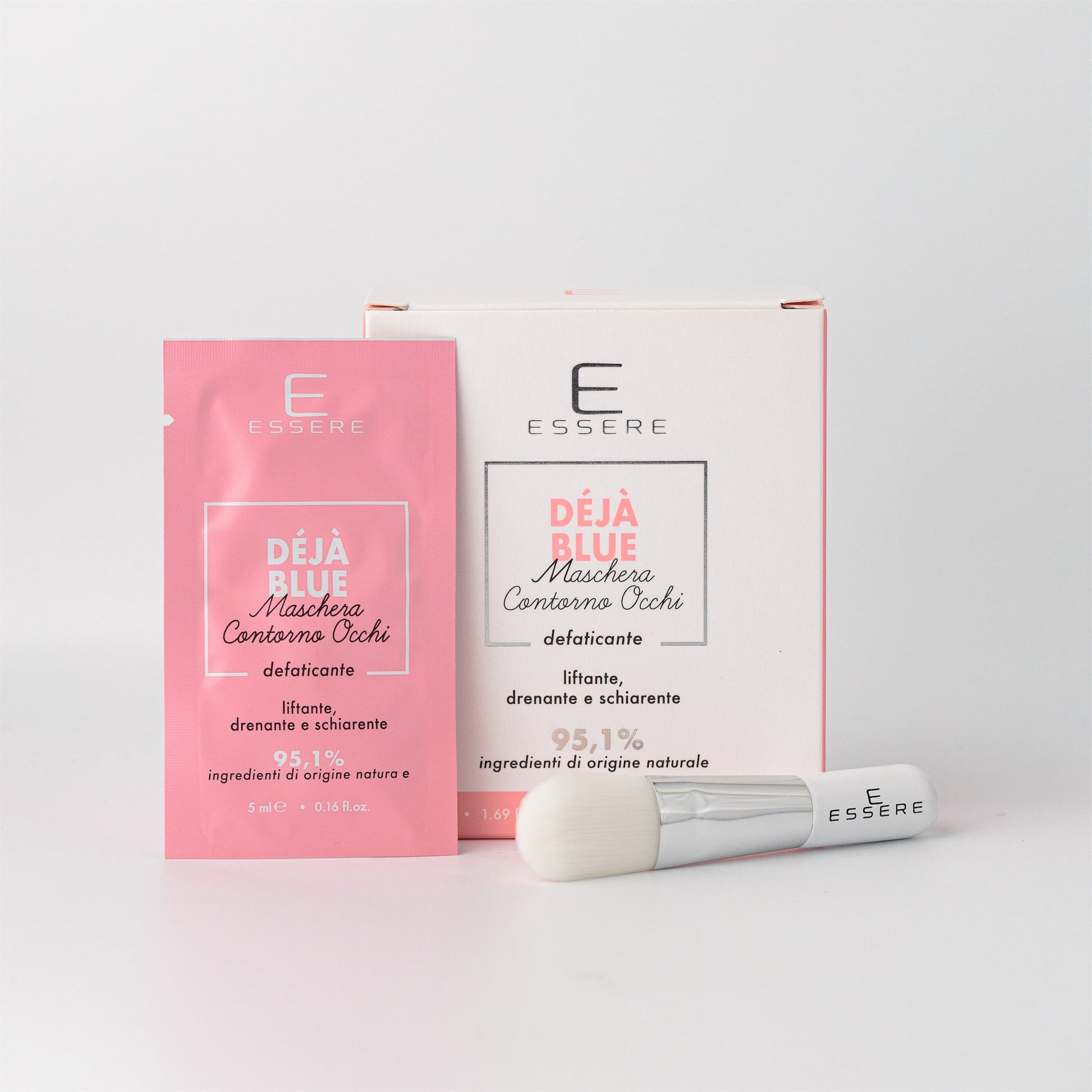 Kit Eyes Recovery Essere Bio: Déjà Blue Maschera Contorno Occhi defaticante con pennello, 95,1% di origine naturale