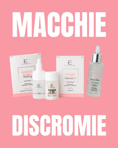 Kit Macchie e Discromie Essere Bio: Miracle Glow peeling, Power C50 e Skin Perfect siero contro le discromie