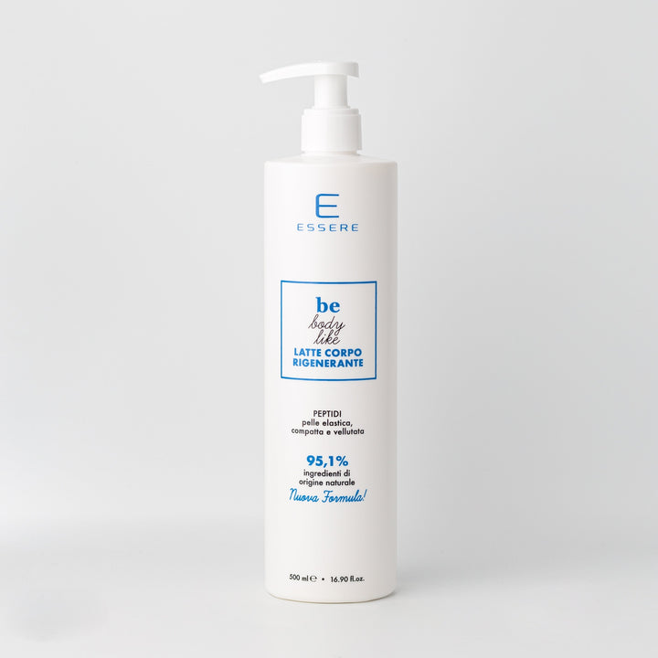 Essere Bio Latte Corpo Rigenerante Peptidi Be Body Like 500 ml, flacone con 95,1% di ingredienti di origine naturale