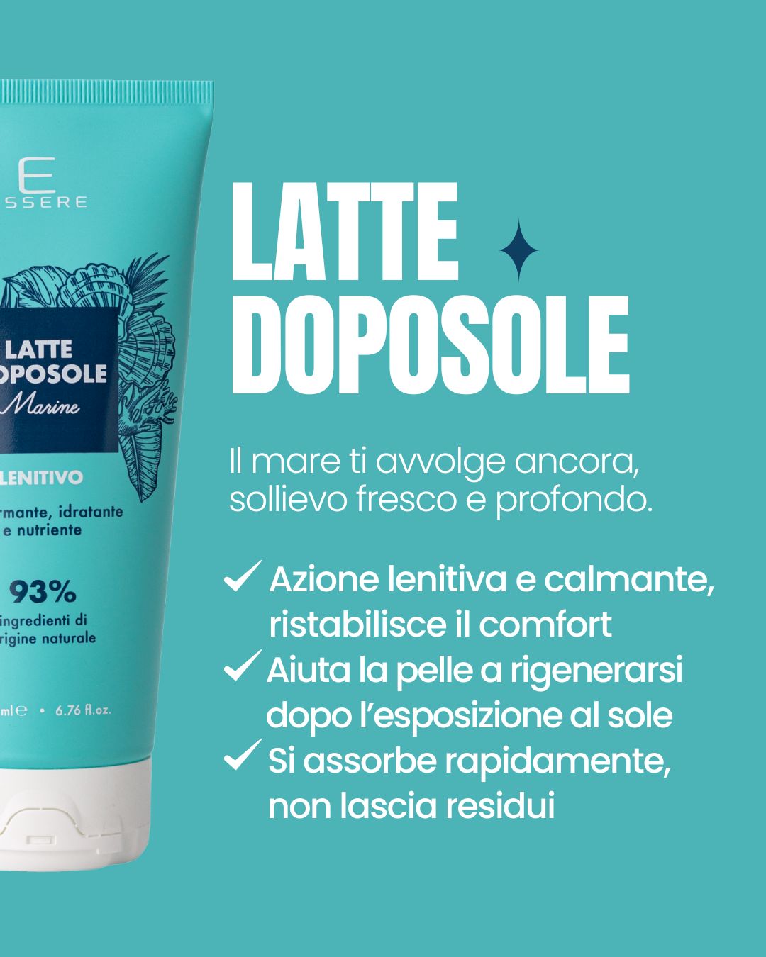 Benefici del Latte Dopo Sole Marine Essere Bio: azione lenitiva che rigenera la pelle dopo l'esposizione al sole