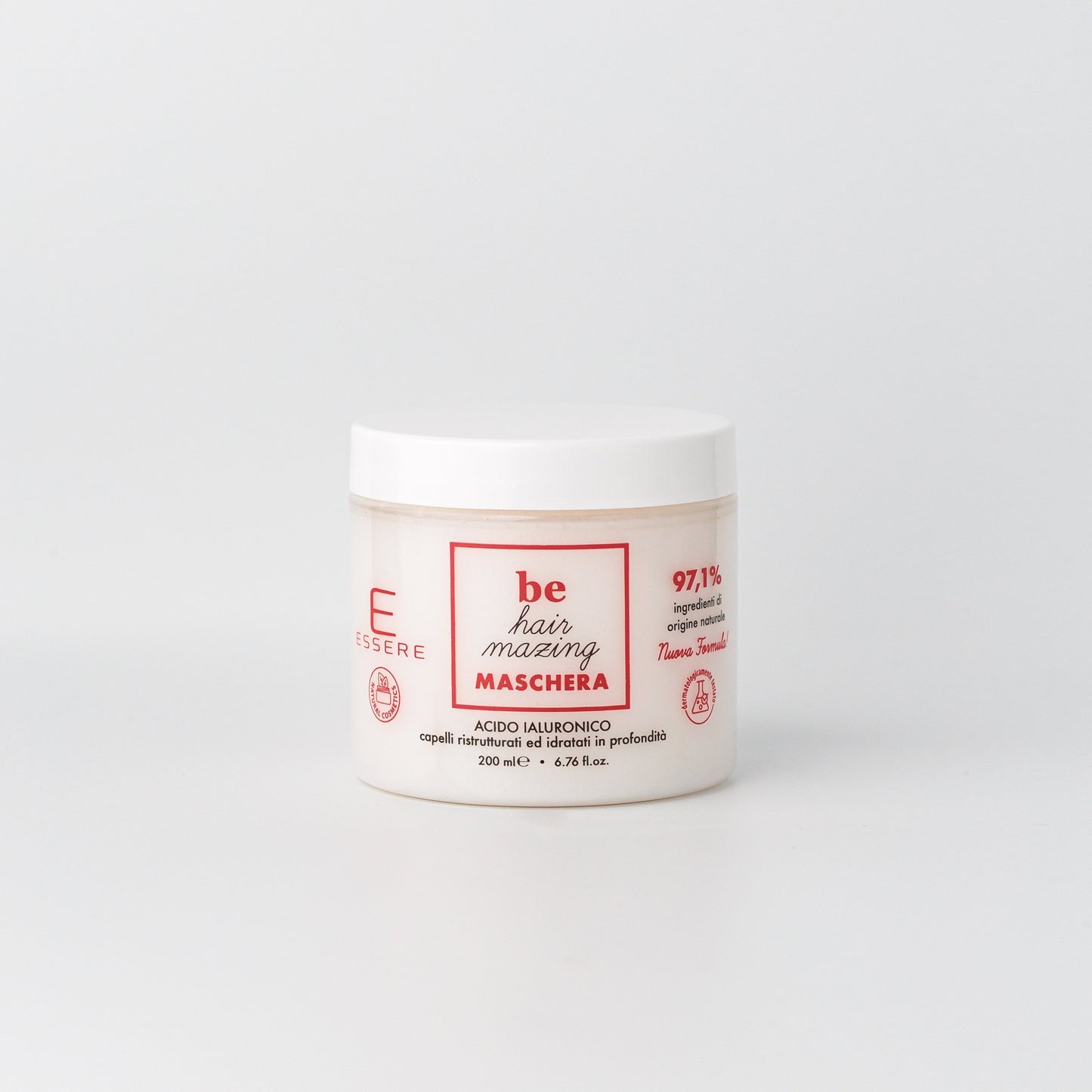 Essere Bio Maschera Capelli Acido Ialuronico 200 ml, vasetto Be Hair Mazing con 97,1% di ingredienti di origine naturale