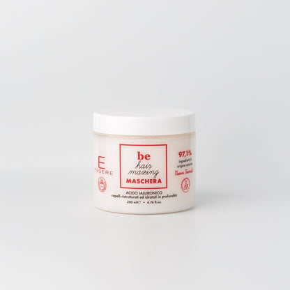 Essere Bio Maschera Capelli Acido Ialuronico 200 ml, vasetto Be Hair Mazing con 97,1% di ingredienti di origine naturale