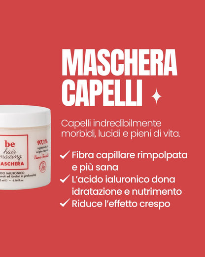 Benefici della Maschera Capelli Essere Bio: rimpolpa la fibra, dona idratazione e nutrimento e riduce l'effetto crespo