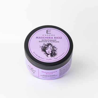 Essere Bio Maschera Ricci Ristrutturante 250 ml, vasetto lilla Be Perfect Curly, vista dall'alto