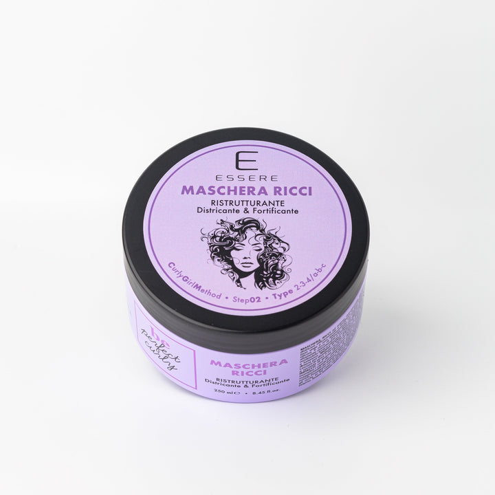Essere Bio Maschera Ricci Ristrutturante 250 ml, vasetto lilla Be Perfect Curly, vista dall'alto