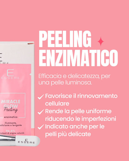 Scheda benefici di Miracle Glow Essere Bio: peeling enzimatico che rinnova e illumina le pelli delicate