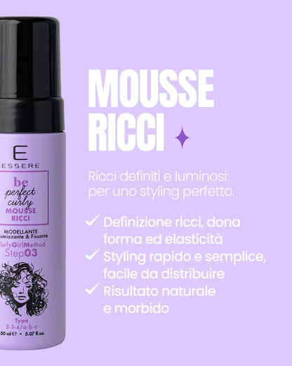 Benefici della Mousse Ricci Essere Bio: definizione dei ricci con forma, elasticità e styling rapido