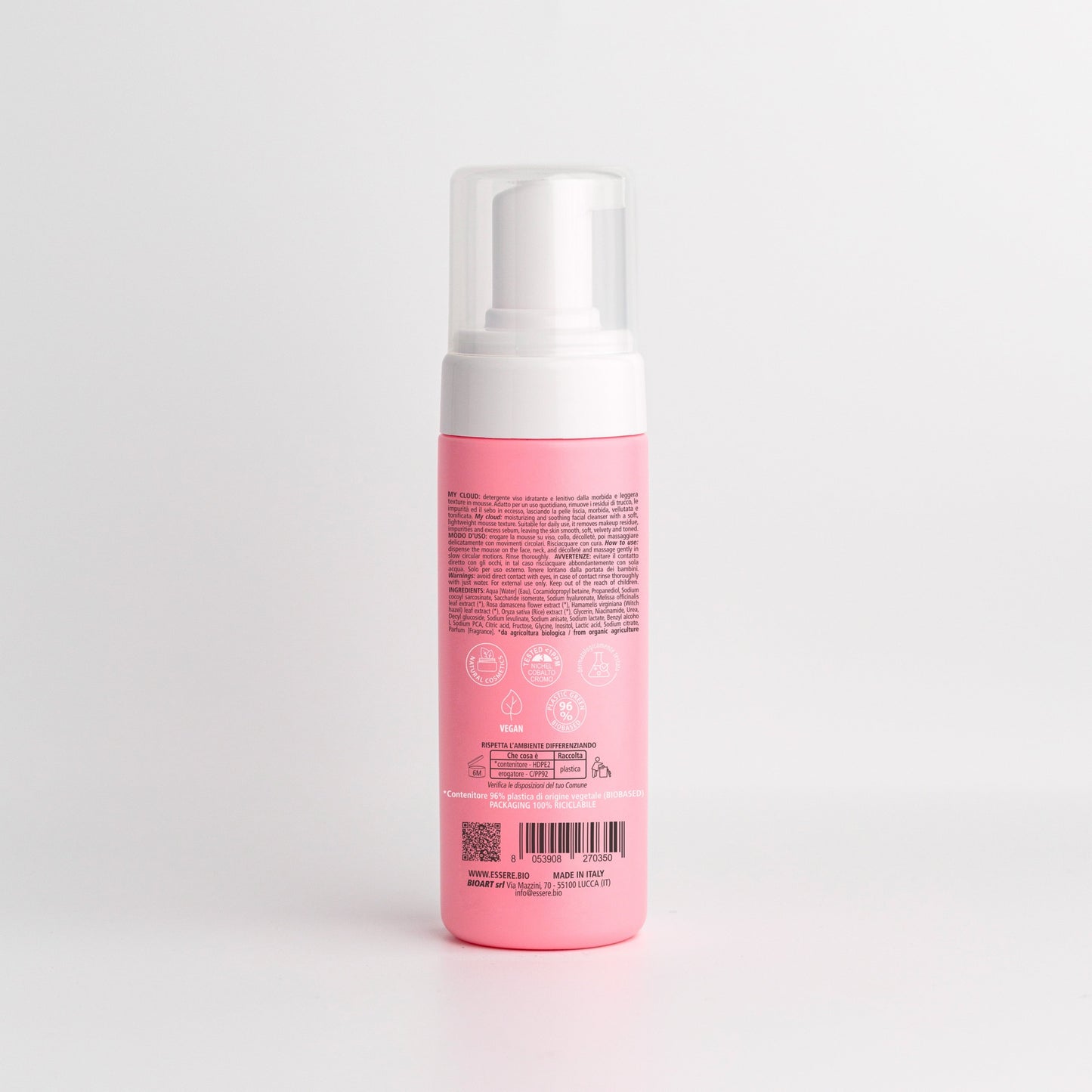 Essere Bio My Cloud mousse detergente Be Beauty 150 ml, flacone con erogatore, vista frontale