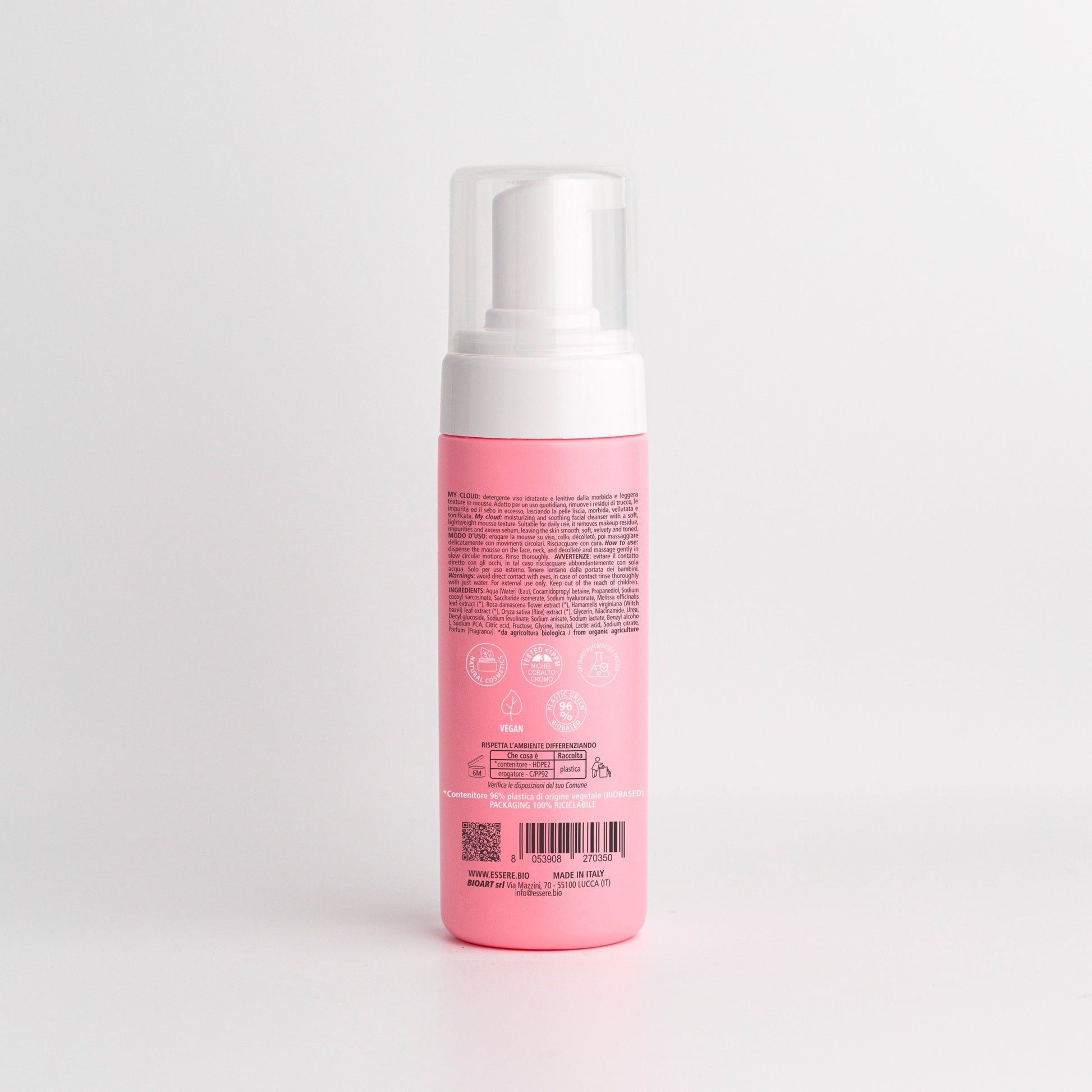 Essere Bio My Cloud mousse detergente Be Beauty 150 ml, flacone con erogatore, vista frontale