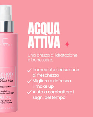 My Holy Water active water: a hydrating, refreshing face mist that also perfects makeup – Essere Bio