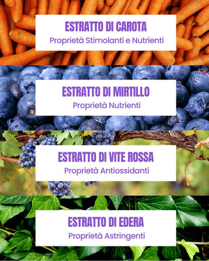 Botanical actives in Essere Bio Curly Hair Oil: carrot, blueberry, red vine and ivy extracts