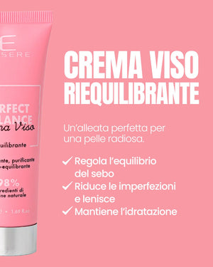 Essere Bio Perfect Balance benefits card: a cream that regulates sebum and reduces blemishes