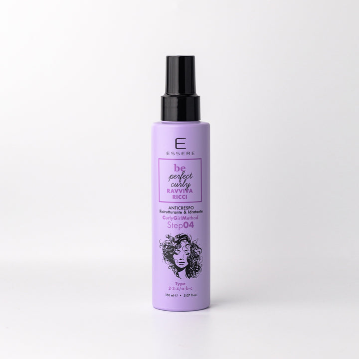 Essere Bio Ravviva Ricci Anticrespo 150 ml, flacone spray lilla della linea Be Perfect Curly, fronte