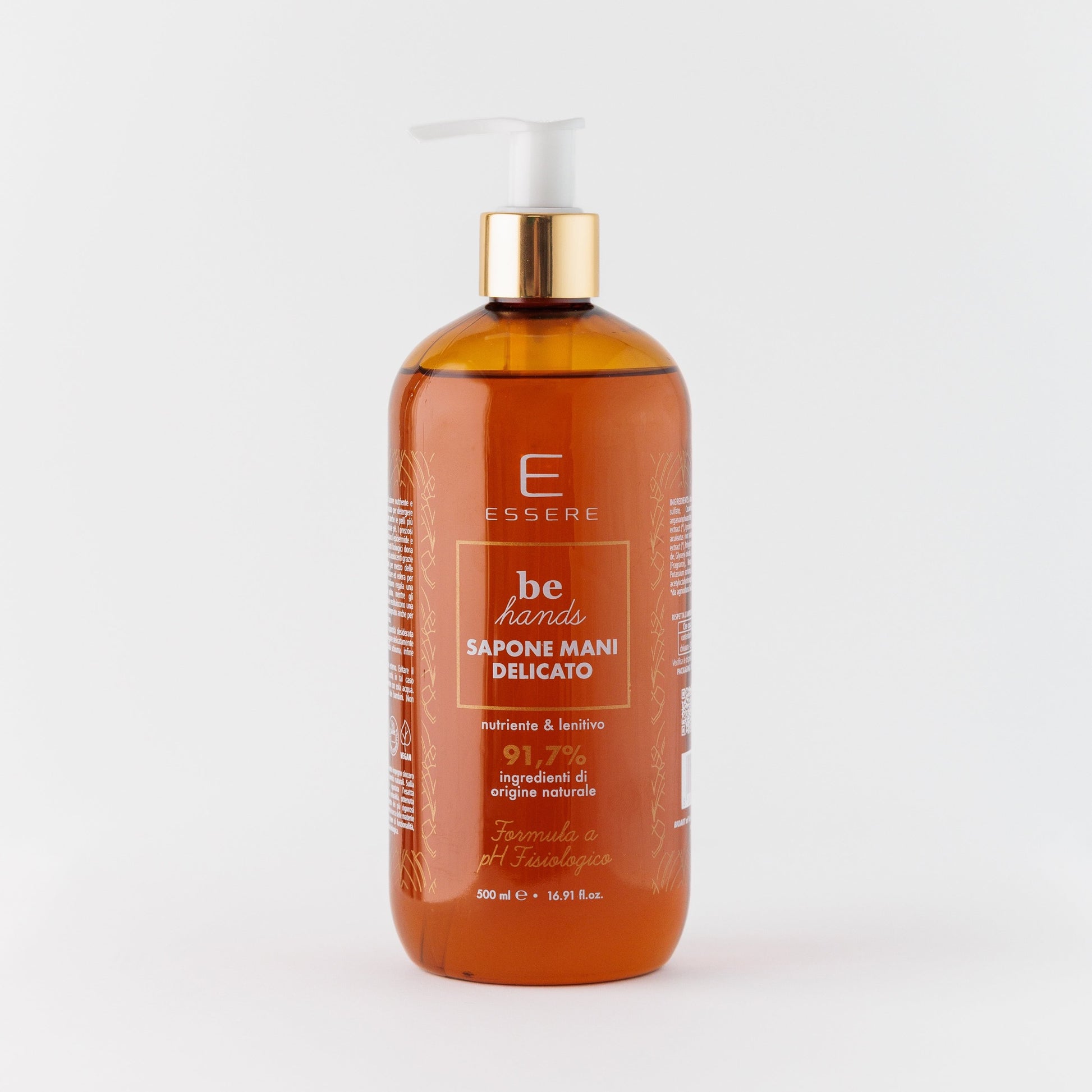 Essere Bio Sapone Mani Delicato 500 ml, flacone Be Hands con dispenser e 91,7% di ingredienti di origine naturale
