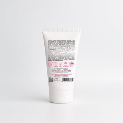 Retro dello Scrub Mani Essere Bio 75 ml con INCI e ingredienti di origine naturale, linea Be Hands