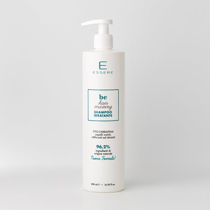 Essere Bio Shampoo Idratante Fito-Cheratina 500 ml, flacone Be Hair Mazing con 96,2% di ingredienti di origine naturale