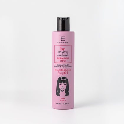 Essere Bio Revitalizing Straight Hair Shampoo 250 ml, pink bottle from the Be Perfect Smooth line, front view